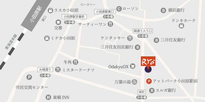 サカナキュイジーヌRYOへのアクセスマップ